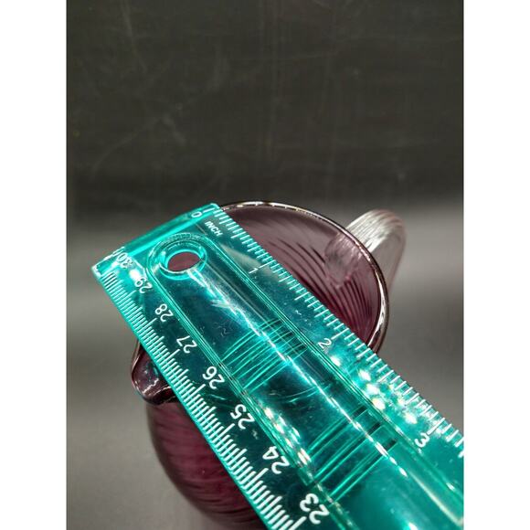 Vtg Hand Blown Cranberry Glass Creamer Ribbed Swirl Applied Handle 5" Small - Picture 11 of 12